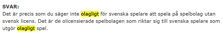Casinon utan svensk licens f&aring;r inte rikta sig mot den svenska marknaden